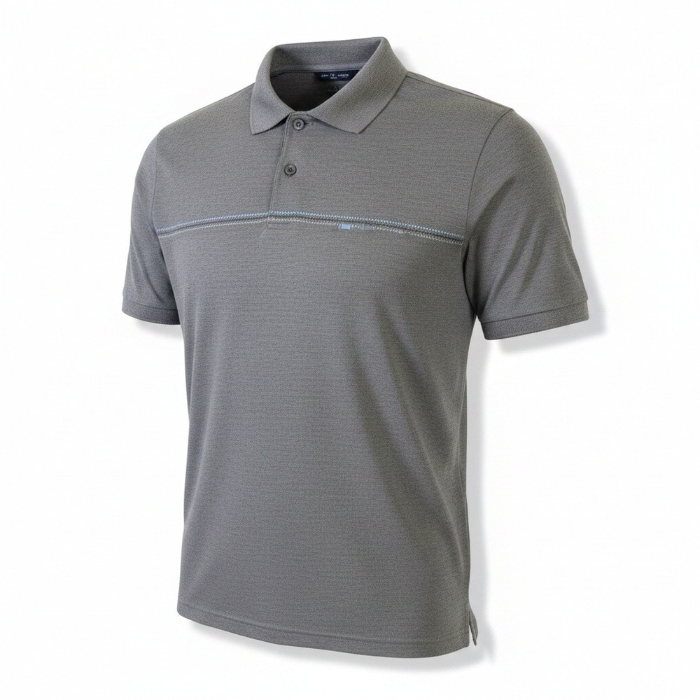 TravisMathew Mens Grey‎ Heathered Performance Golf Polo Shirt Large Stripe